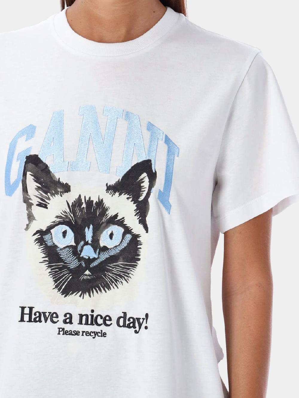 Giglio T-shirt con stampa Gatto Ganni Convenienza