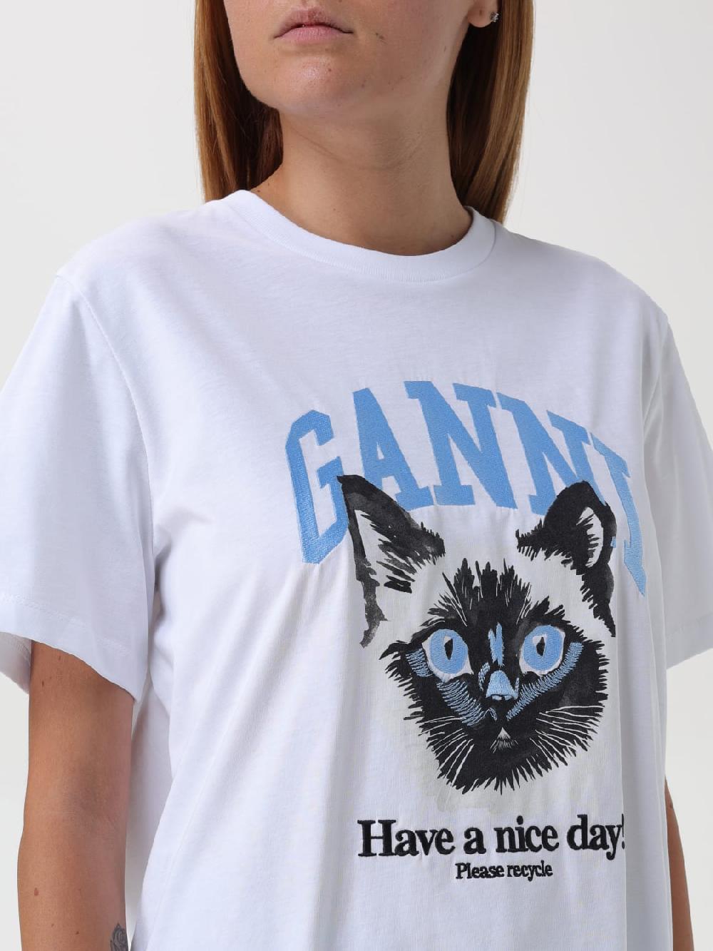 Giglio T-shirt con stampa Gatto Ganni Convenienza