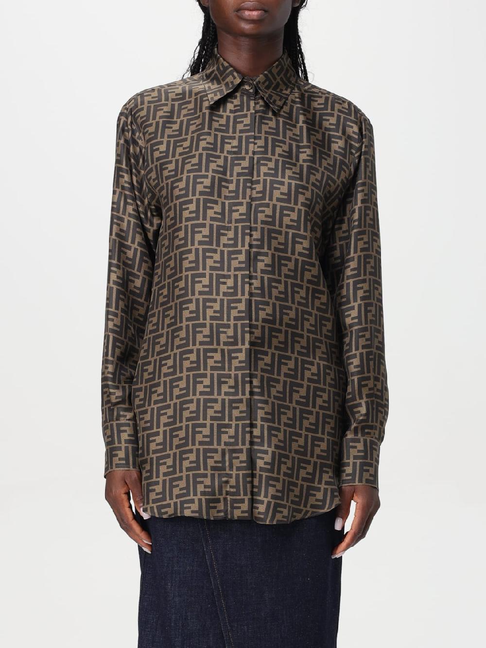 Giglio Camicia FF Fendi in seta con logo all over 2025