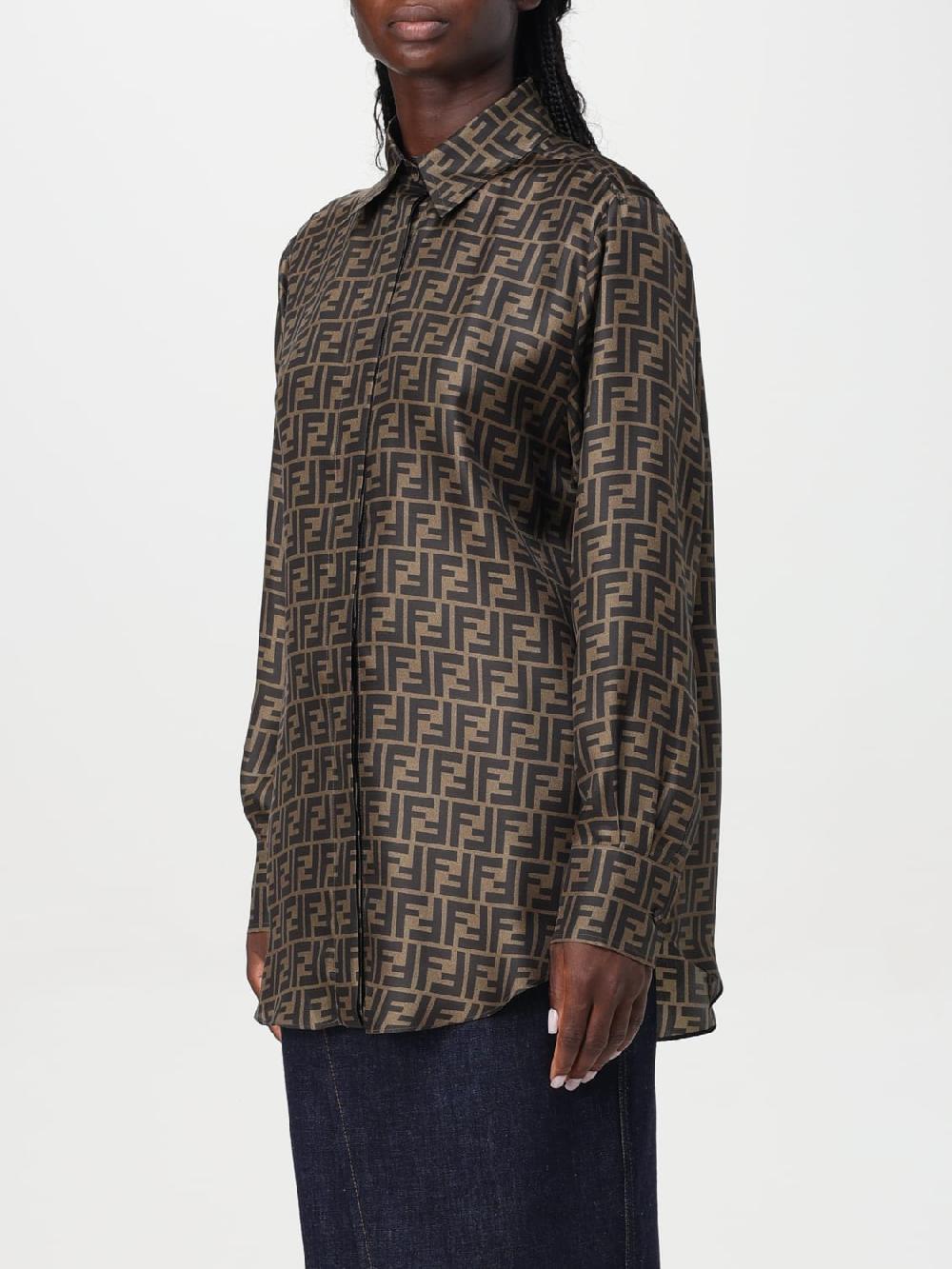 Giglio Camicia FF Fendi in seta con logo all over 2025