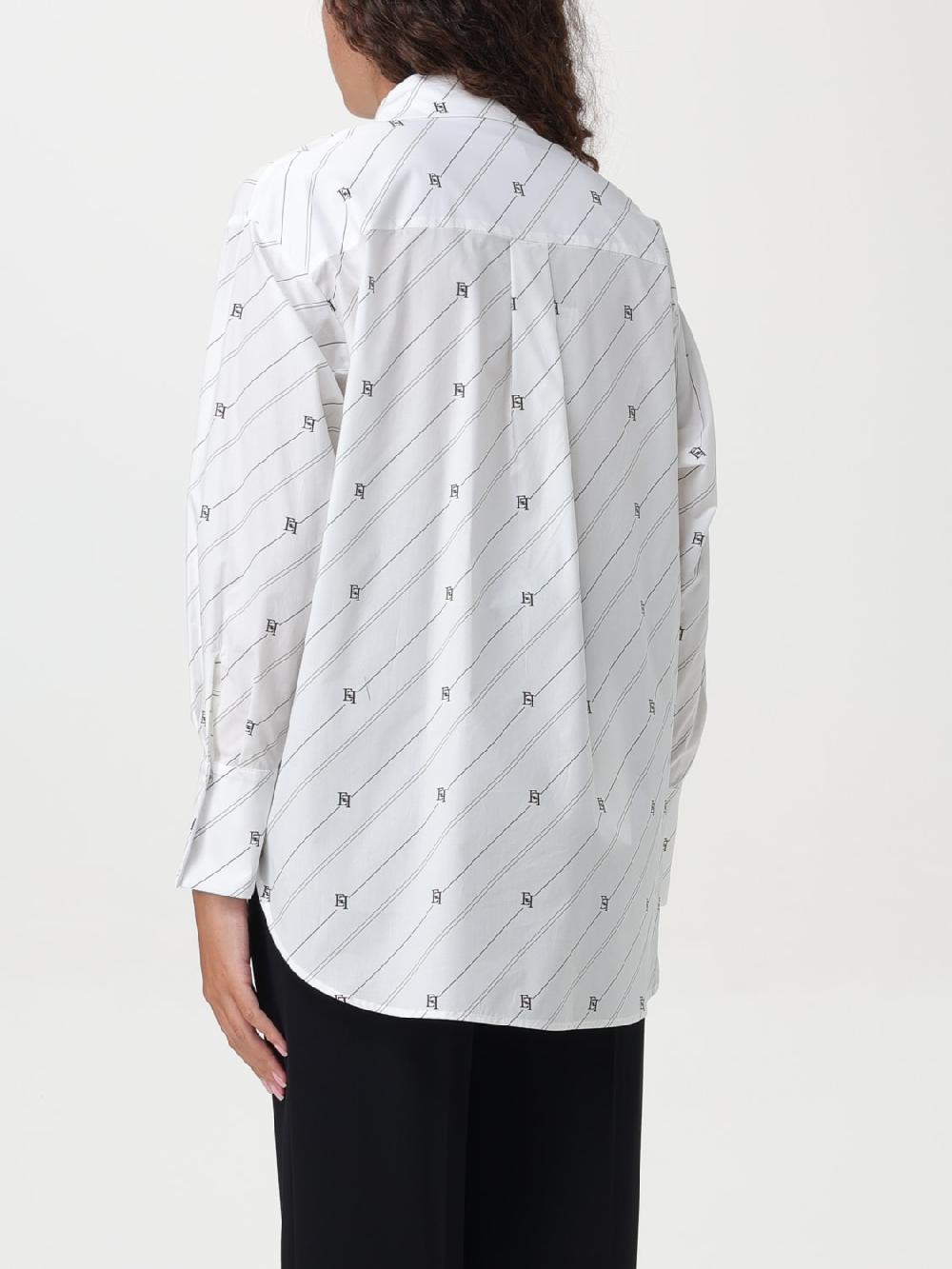 Giglio Camicia Elisabetta Franchi in popeline con stampa logo In Linea