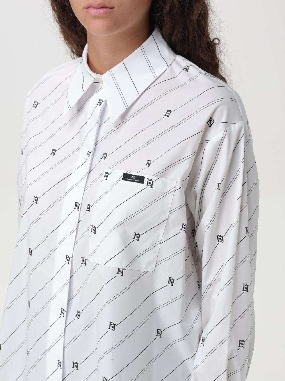Giglio Camicia Elisabetta Franchi in popeline con stampa logo In Linea
