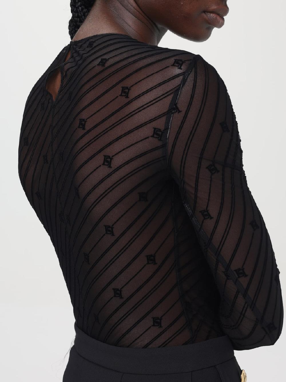 Giglio Body in tulle flock disegno diagonale Elisabetta Franchi Qualità Garantita