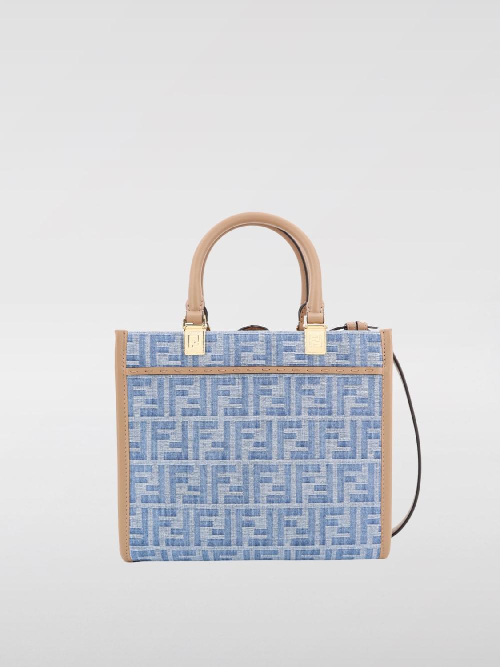 Giglio Borsa Sunshine Fendi in denim con monogram FF all over Shopping Online