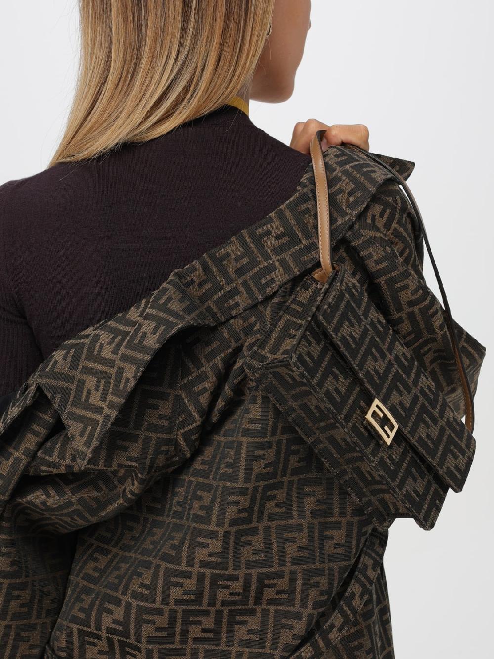 Giglio Borsa wallet On Chain Baguette Fendi in tessuto jacquard e pelle Sottocosto