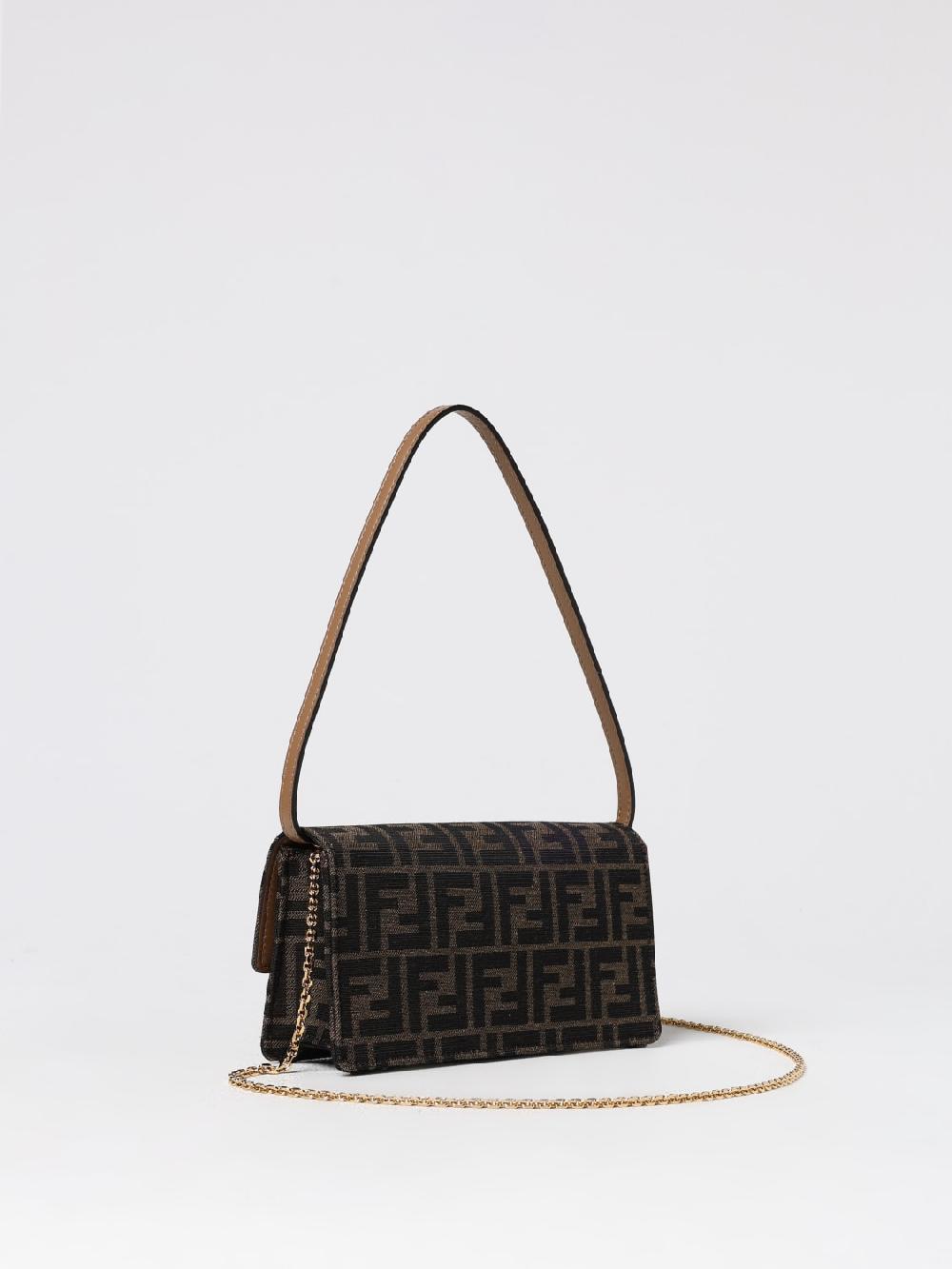 Giglio Borsa wallet On Chain Baguette Fendi in tessuto jacquard e pelle Sottocosto