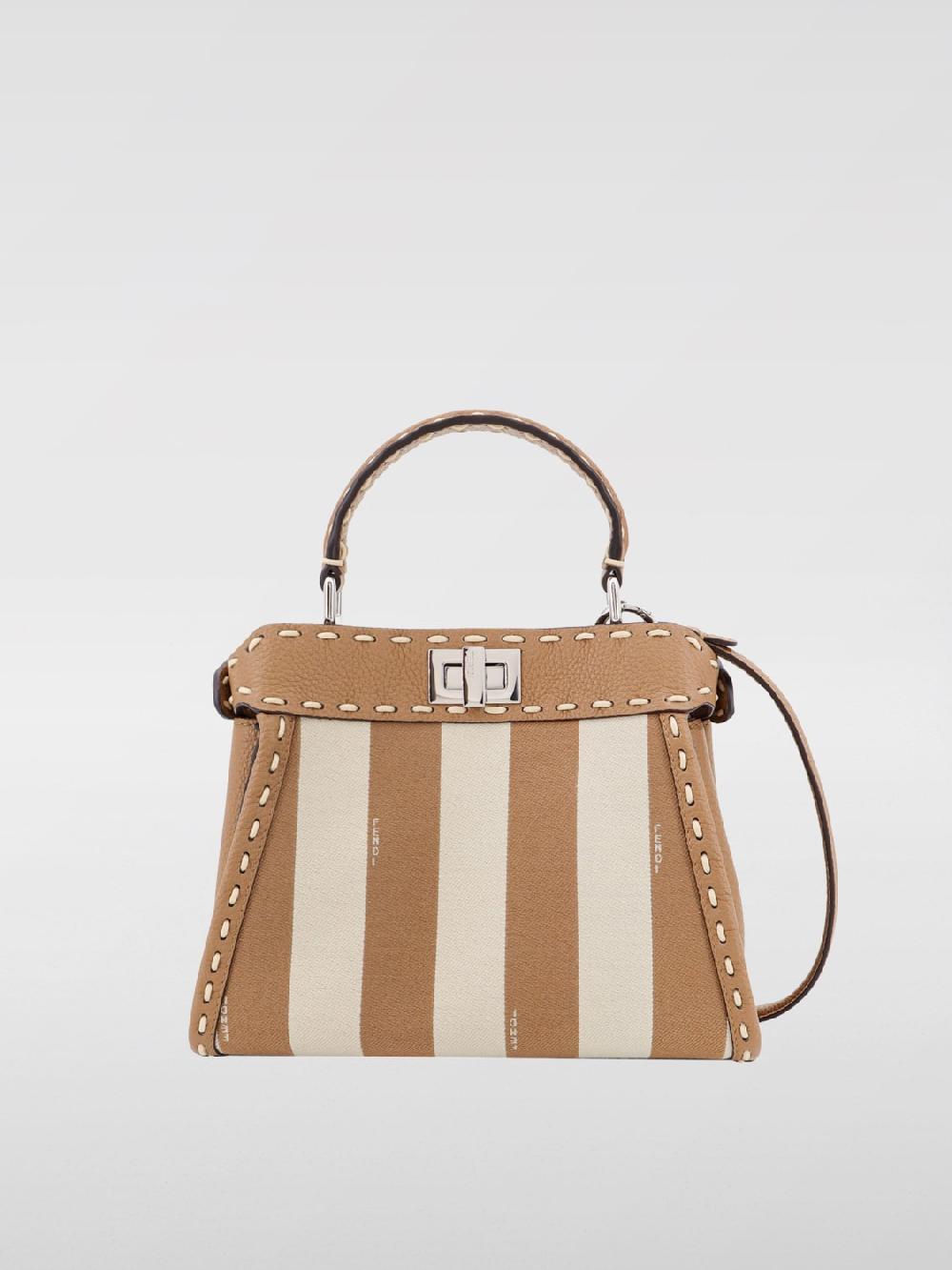 Giglio Borsa Peekaboo Mini Fendi in pelle a grana e canvas Fino Al -60%