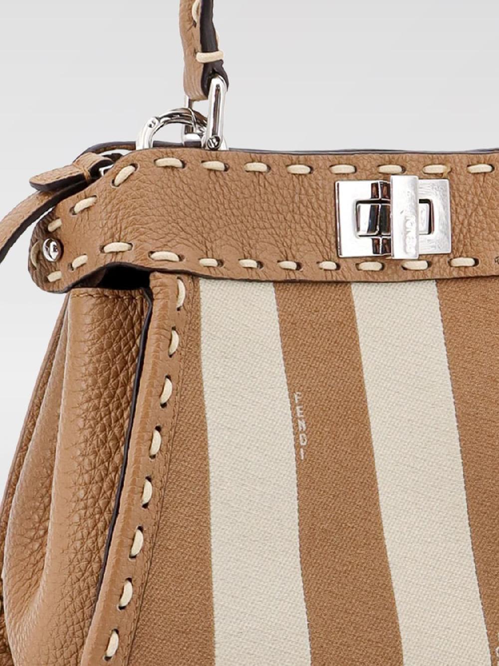Giglio Borsa Peekaboo Mini Fendi in pelle a grana e canvas Fino Al -60%