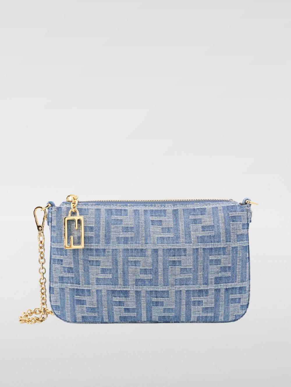 Giglio Pouch Baguette Fendi in denim con monogram FF jacquard Offerte