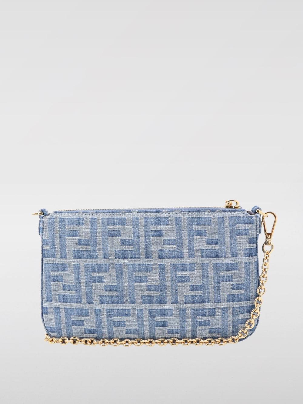 Giglio Pouch Baguette Fendi in denim con monogram FF jacquard Offerte