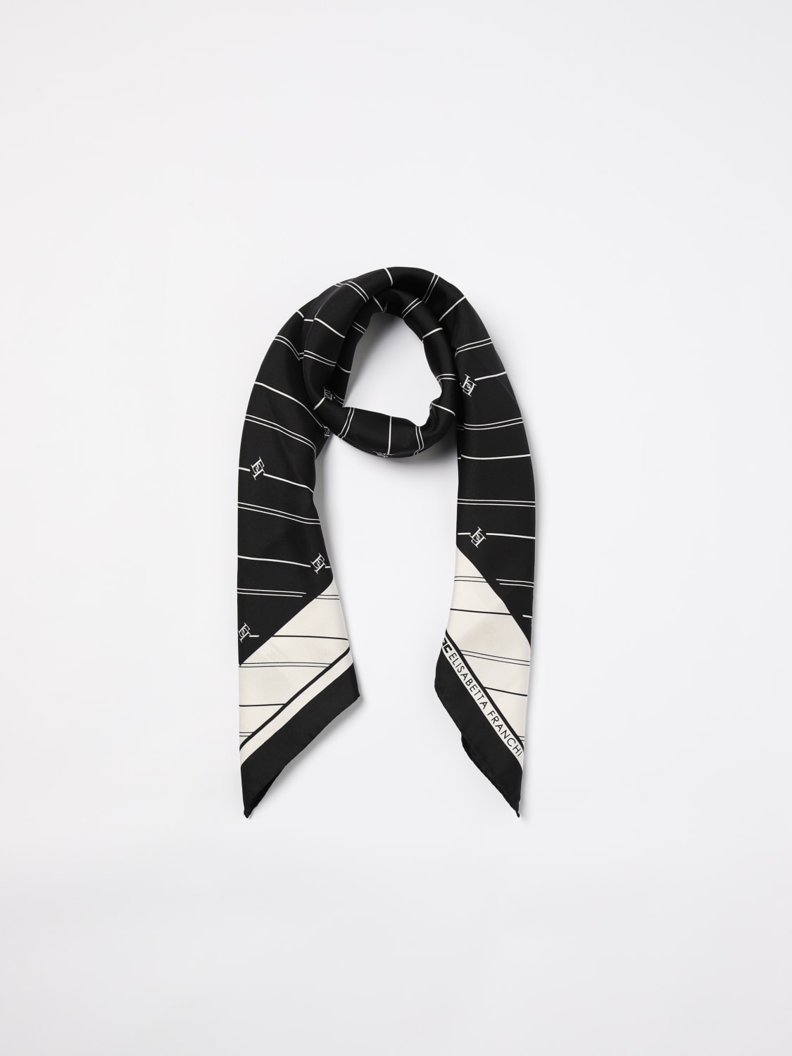 Giglio Foulard Elisabetta Franchi in seta con logo jacquard Pezzi Unici
