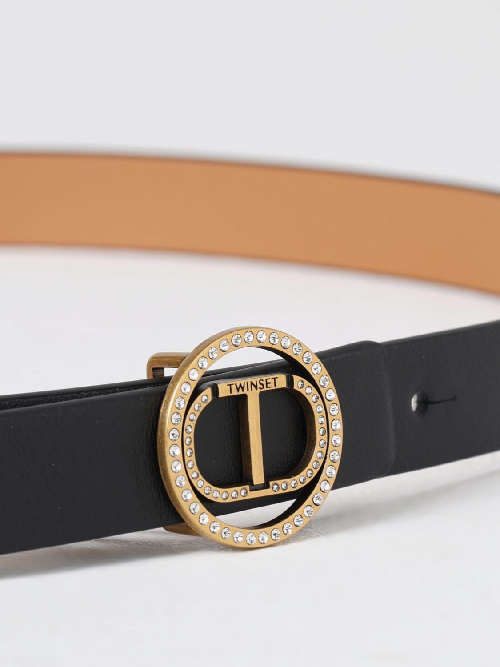 Giglio Cintura Oval T Twinset in pelle sintetica con strass Sottocosto
