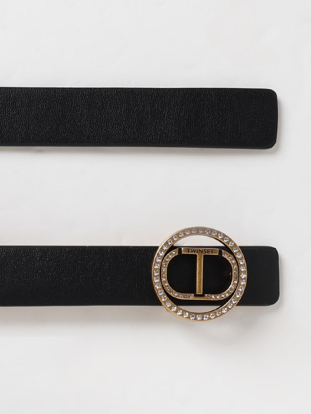 Giglio Cintura Oval T Twinset in pelle sintetica con strass Sottocosto