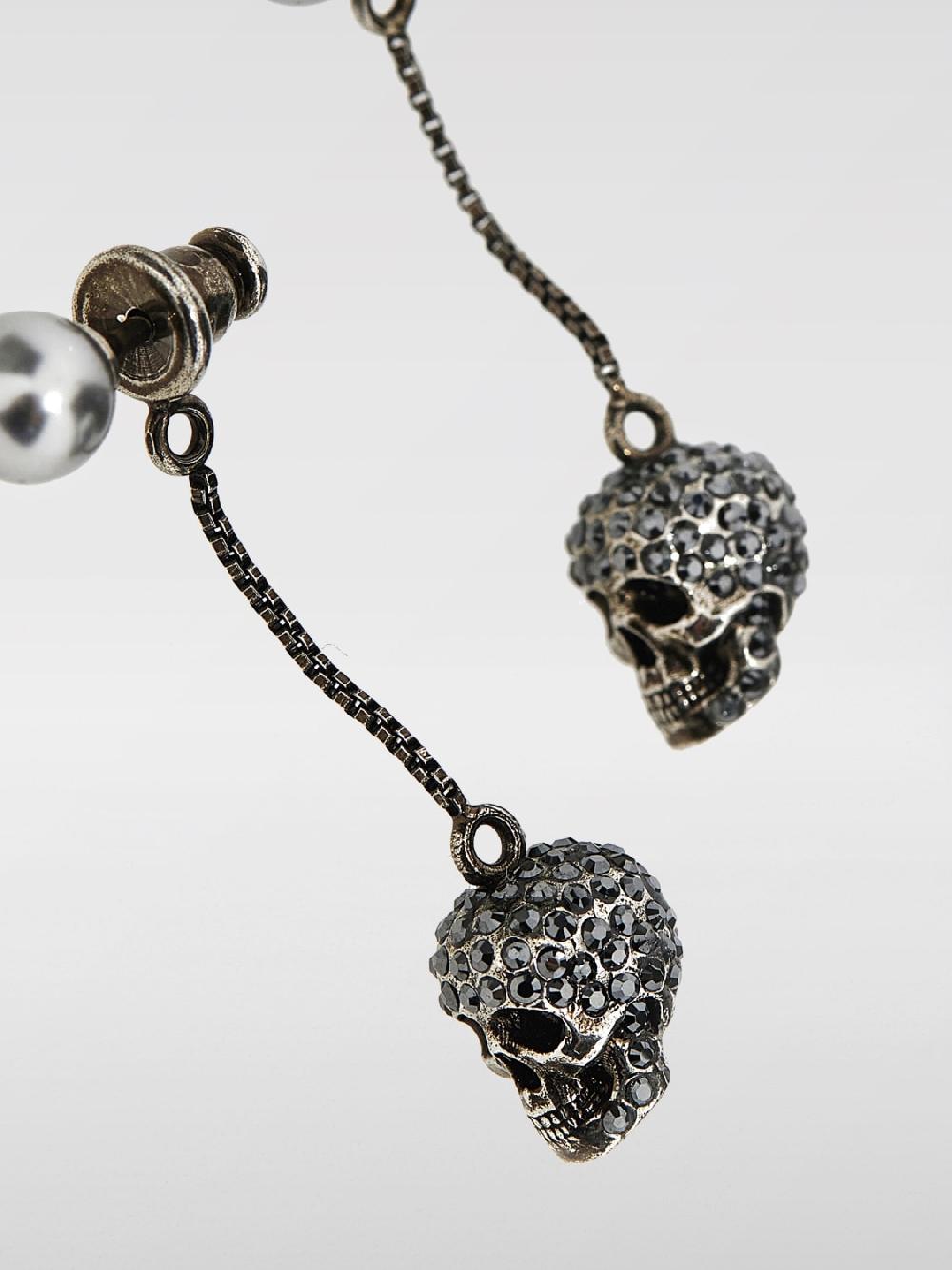 Giglio Orecchini Skull Alexander McQueen in ottone con strass Nuova