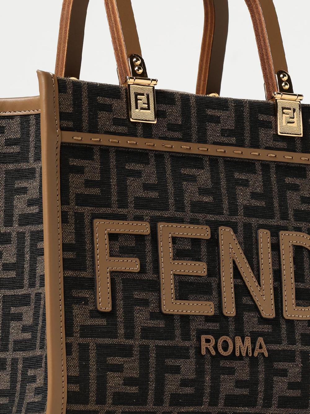 Giglio Borsa Sunshine Fendi in tessuto jacquard FF e pelle Outlet