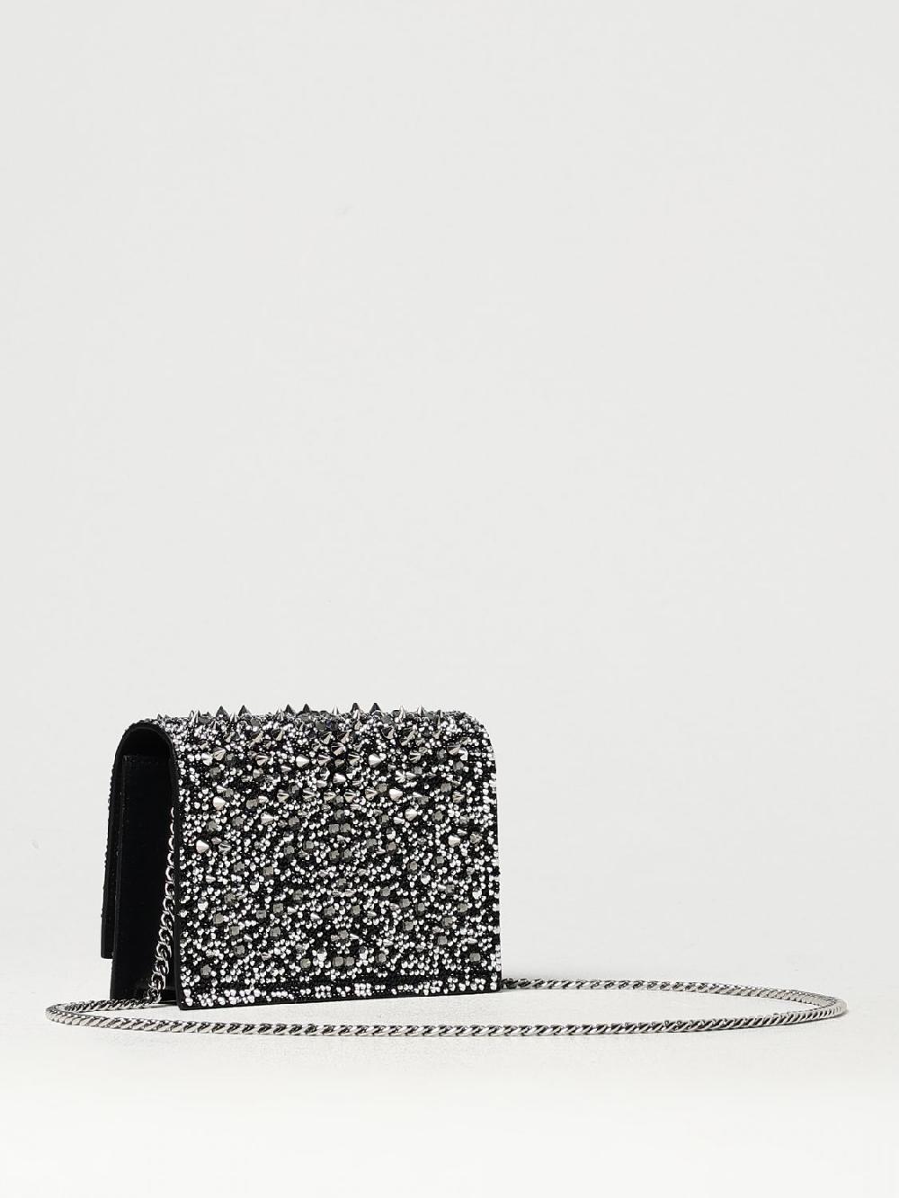 Giglio Borsa Skull Alexander McQueen in camoscio con strass e borchie all over Sottocosto
