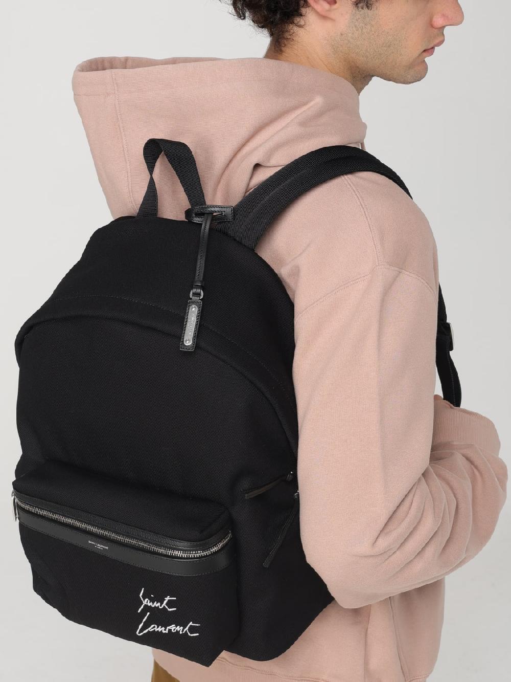 Giglio Zaino Saint Laurent in canvas di cotone e pelle Super sconto