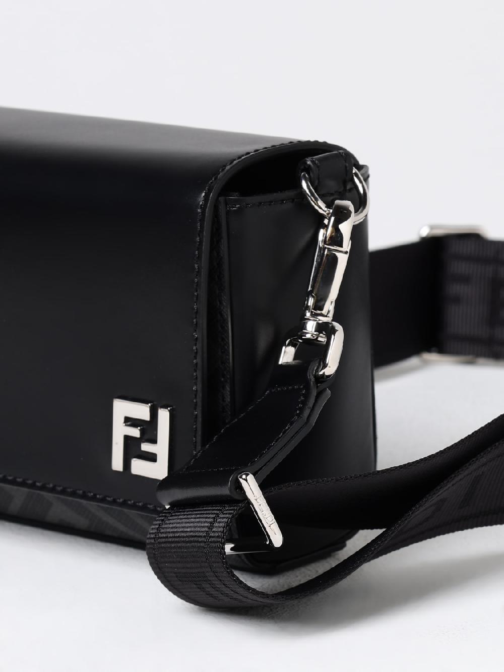 Giglio Borsa Compact Bag Squared FF Fendi in pelle e cotone spalmato saffiano Esporta salva