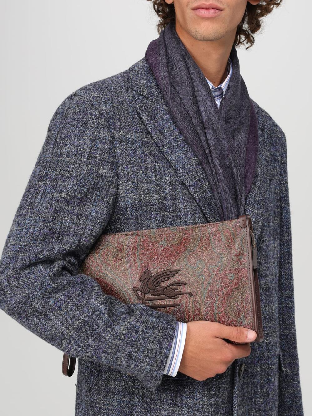 Giglio Pouch Etro in cotone spalmato con Paisley all over In Vendita