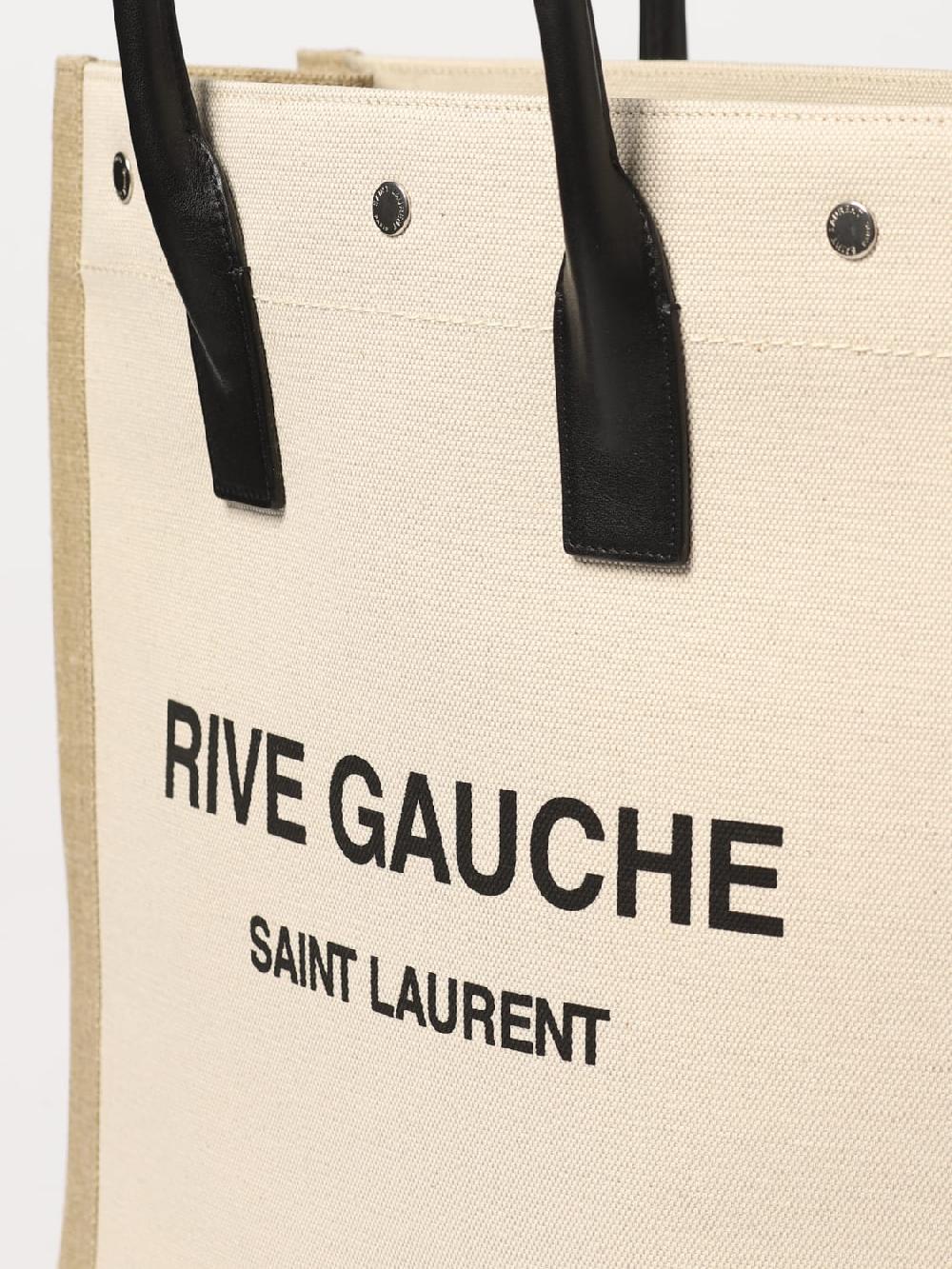 Giglio Borsa Rive Gauche North/South Saint Laurent in canvas di cotone Saldi