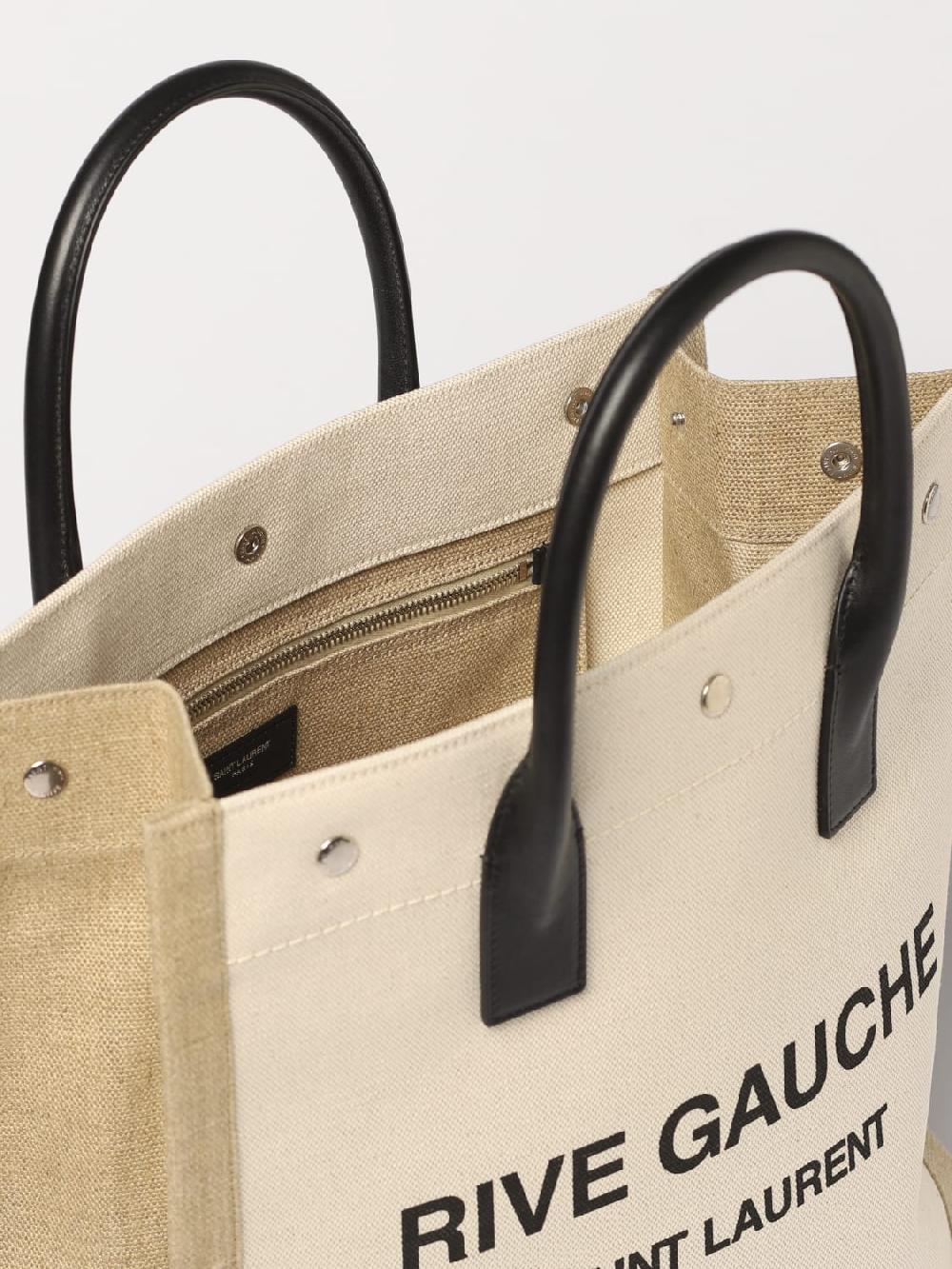 Giglio Borsa Rive Gauche North/South Saint Laurent in canvas di cotone Saldi