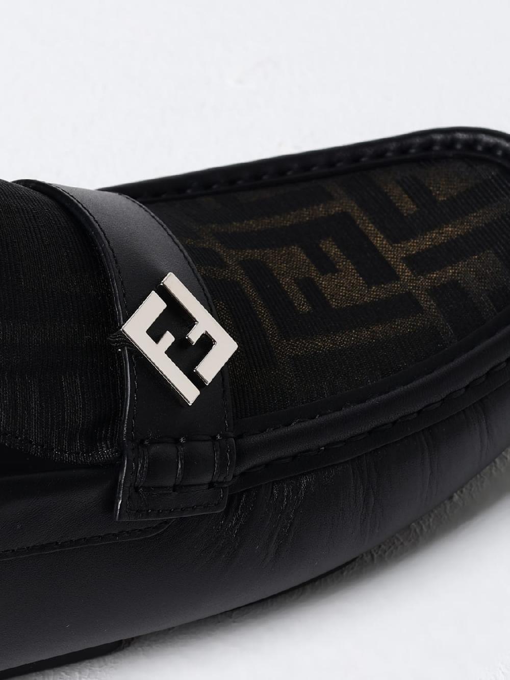 Giglio Mocassino Driver Fendi in pelle e tessuto monogram FF Vendita