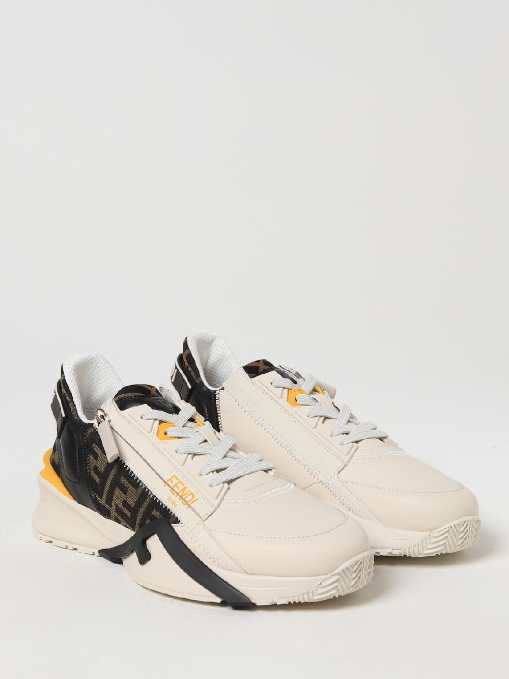 Giglio Sneakers Flow Fendi in pelle e tessuto con FF jacquard Consegna Veloce