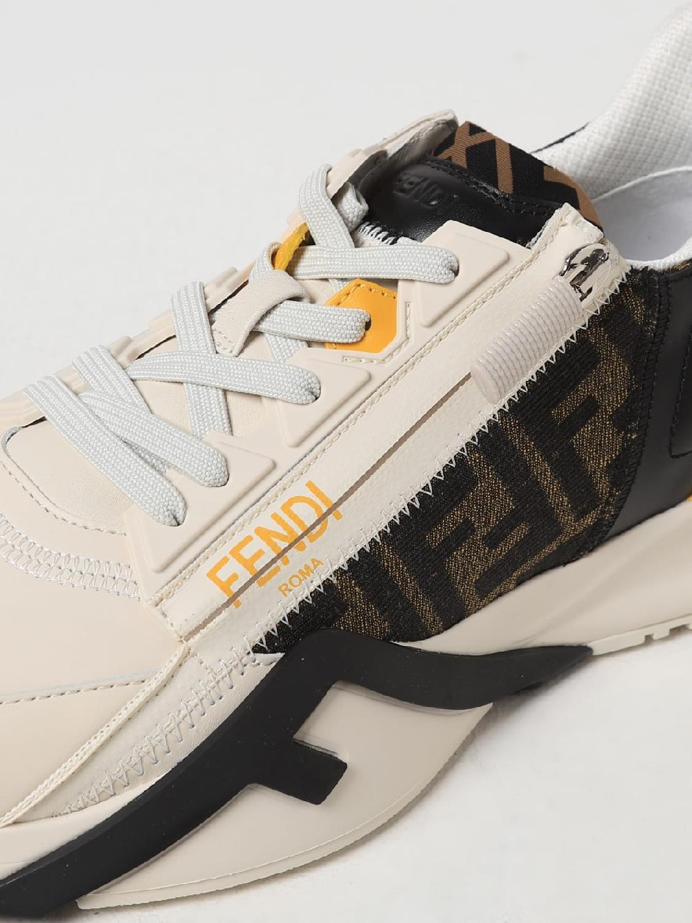 Giglio Sneakers Flow Fendi in pelle e tessuto con FF jacquard Consegna Veloce