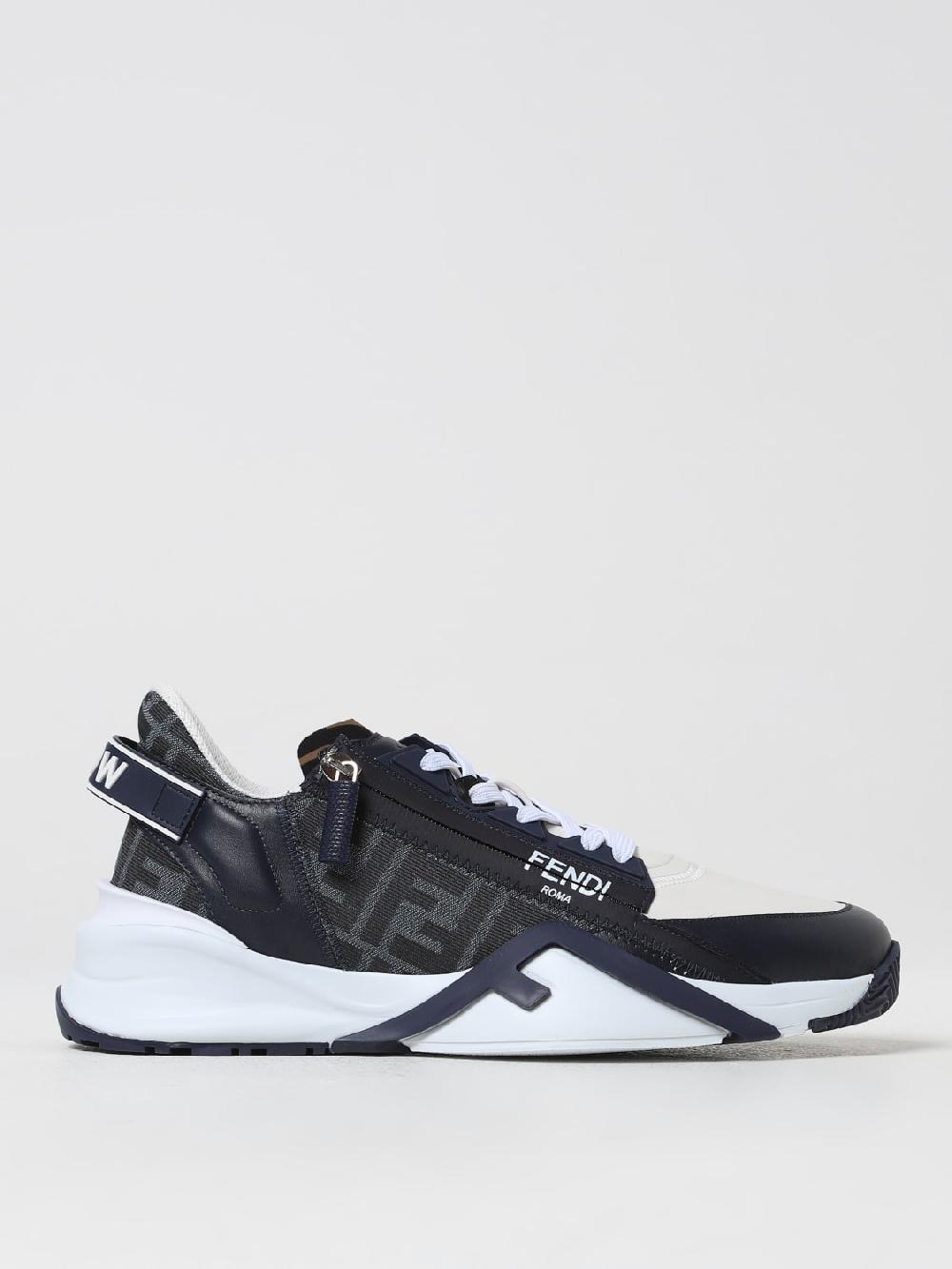 Giglio Sneakers Flow Fendi in pelle e tessuto con FF jacquard Negozio