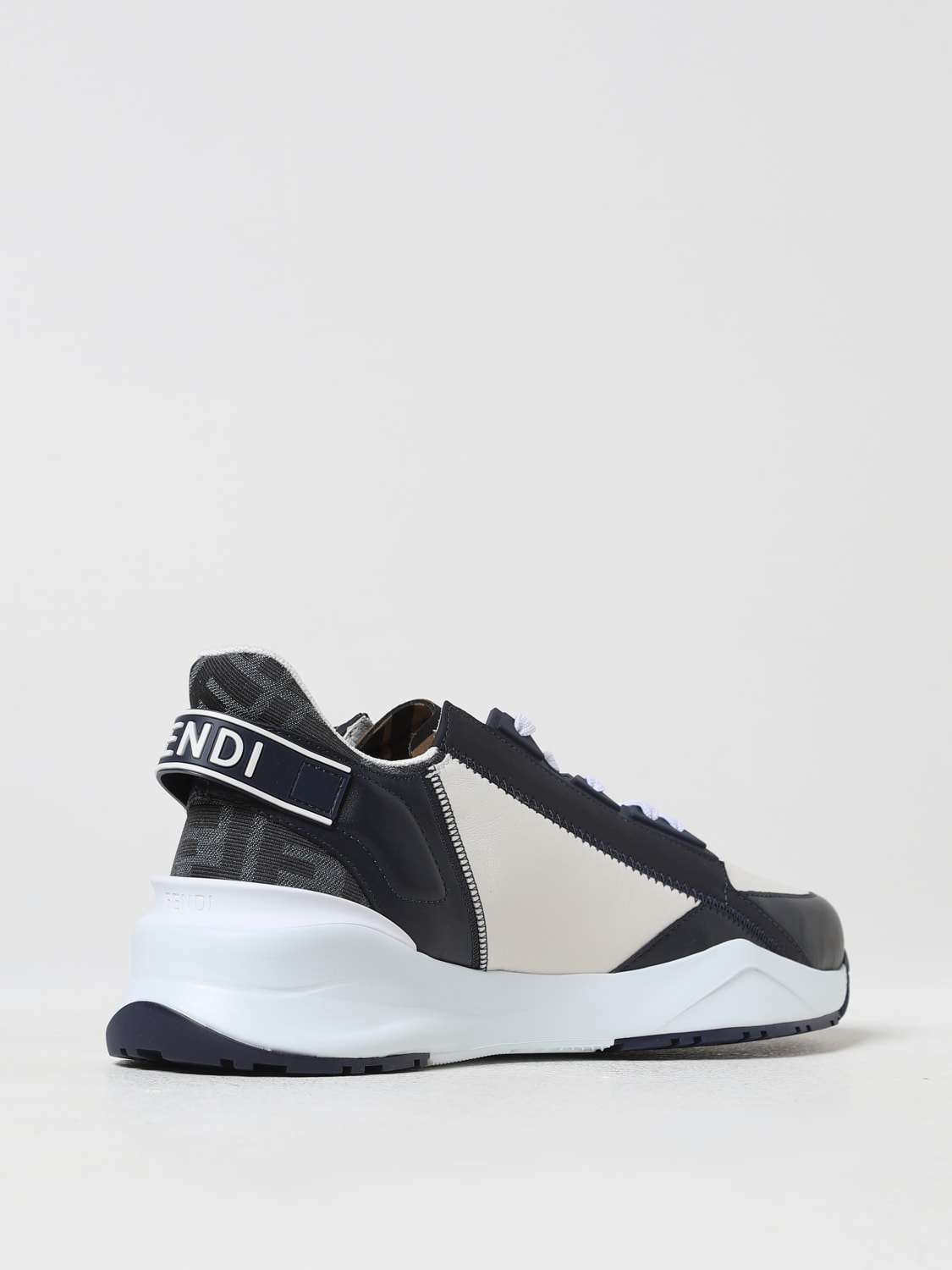 Giglio Sneakers Flow Fendi in pelle e tessuto con FF jacquard Negozio