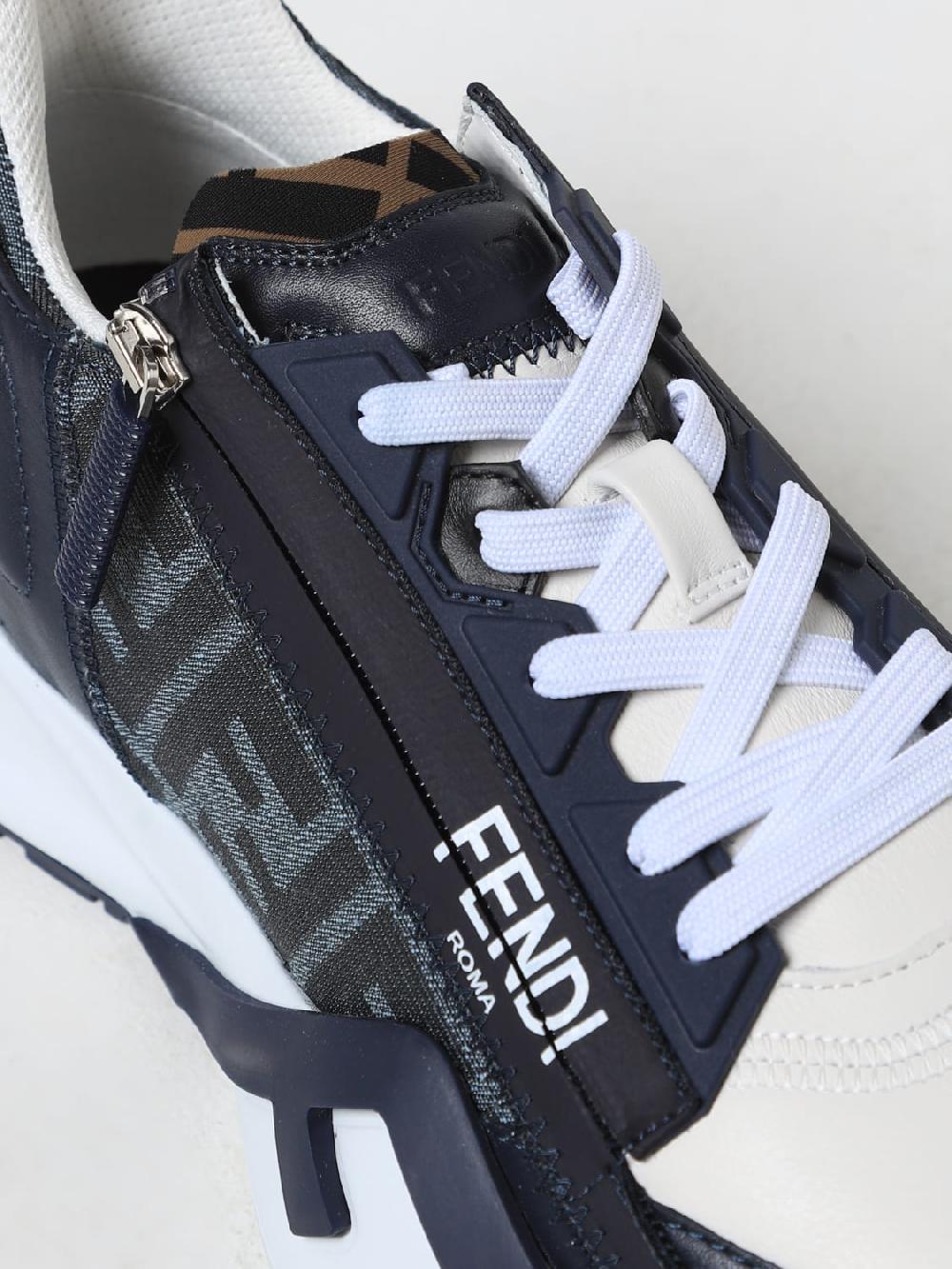 Giglio Sneakers Flow Fendi in pelle e tessuto con FF jacquard Negozio