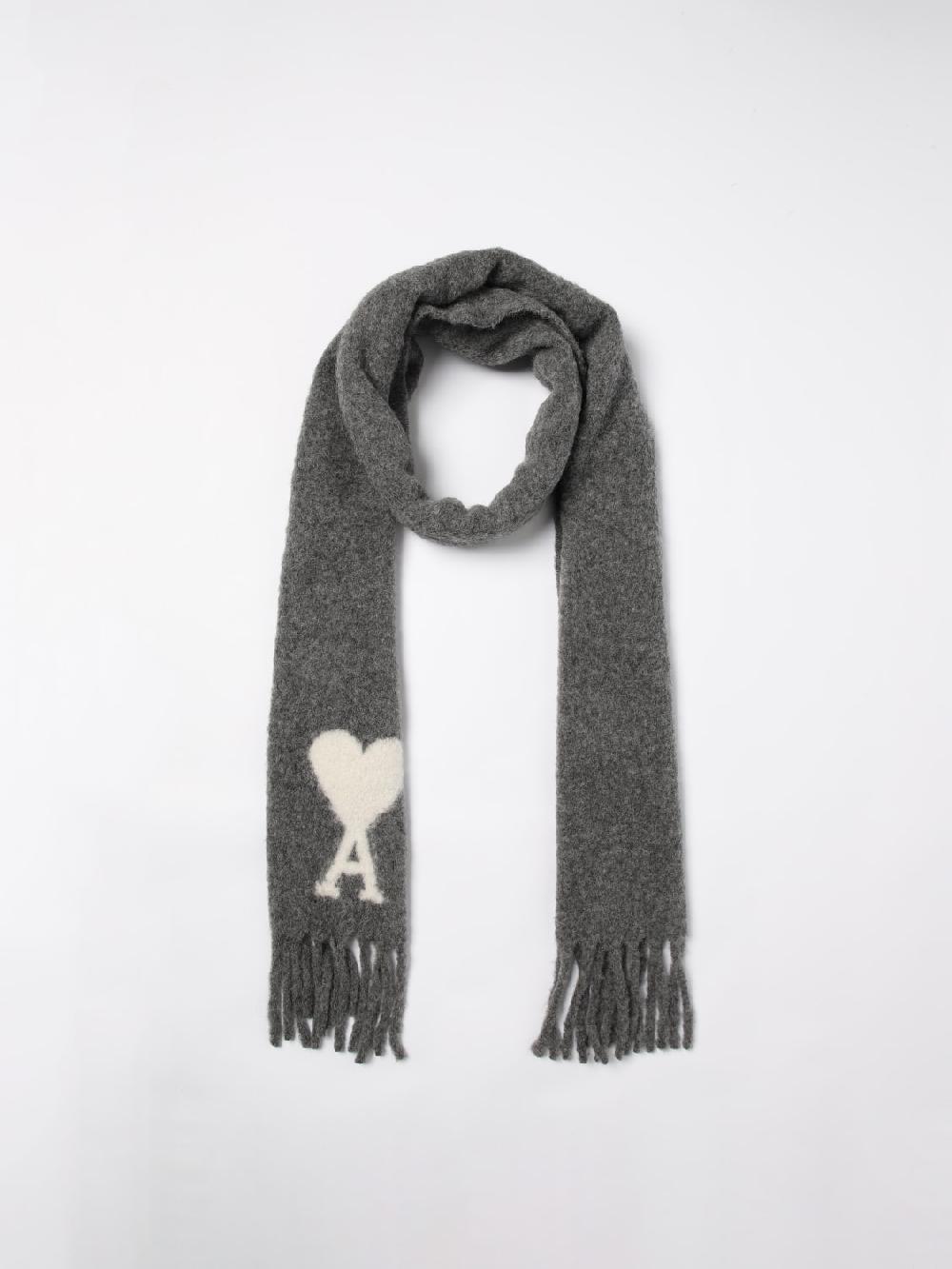 Giglio Sciarpa Ami Paris in lana di alpaca con logo jacquard Spedizione gratuita