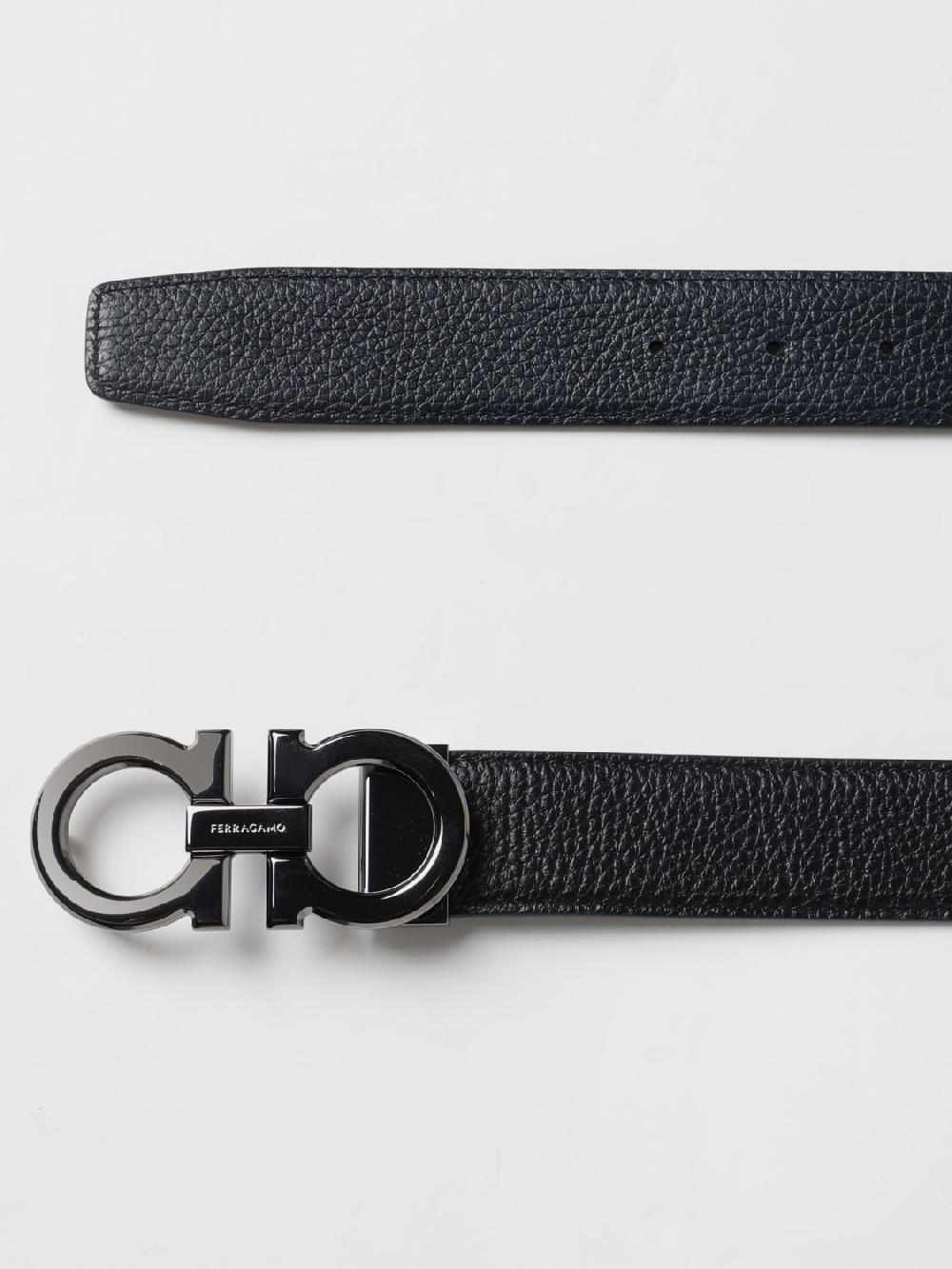 Giglio Cintura Gancini Ferragamo reversibile in pelle a grana Esporta salva