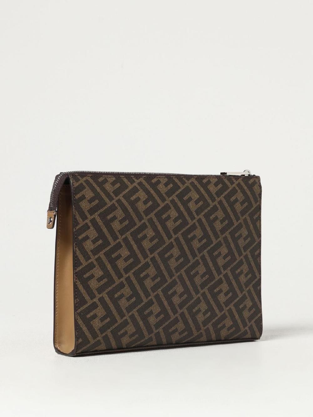 Giglio Clutch FF 1974 Fendi in pelle e cotone spalmato Offerta temporanea
