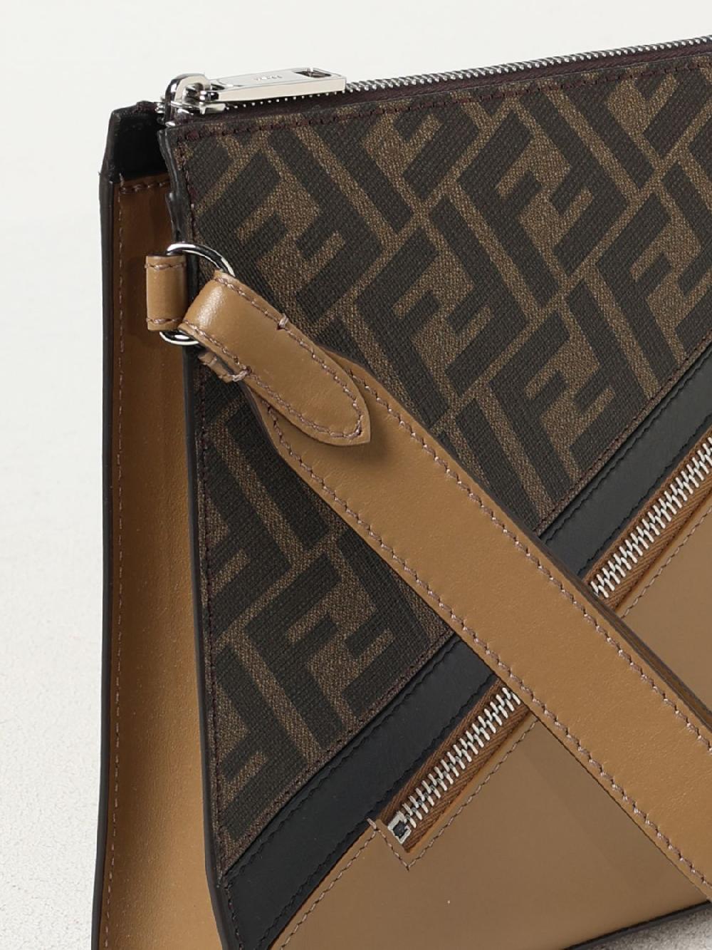 Giglio Clutch FF 1974 Fendi in pelle e cotone spalmato Offerta temporanea