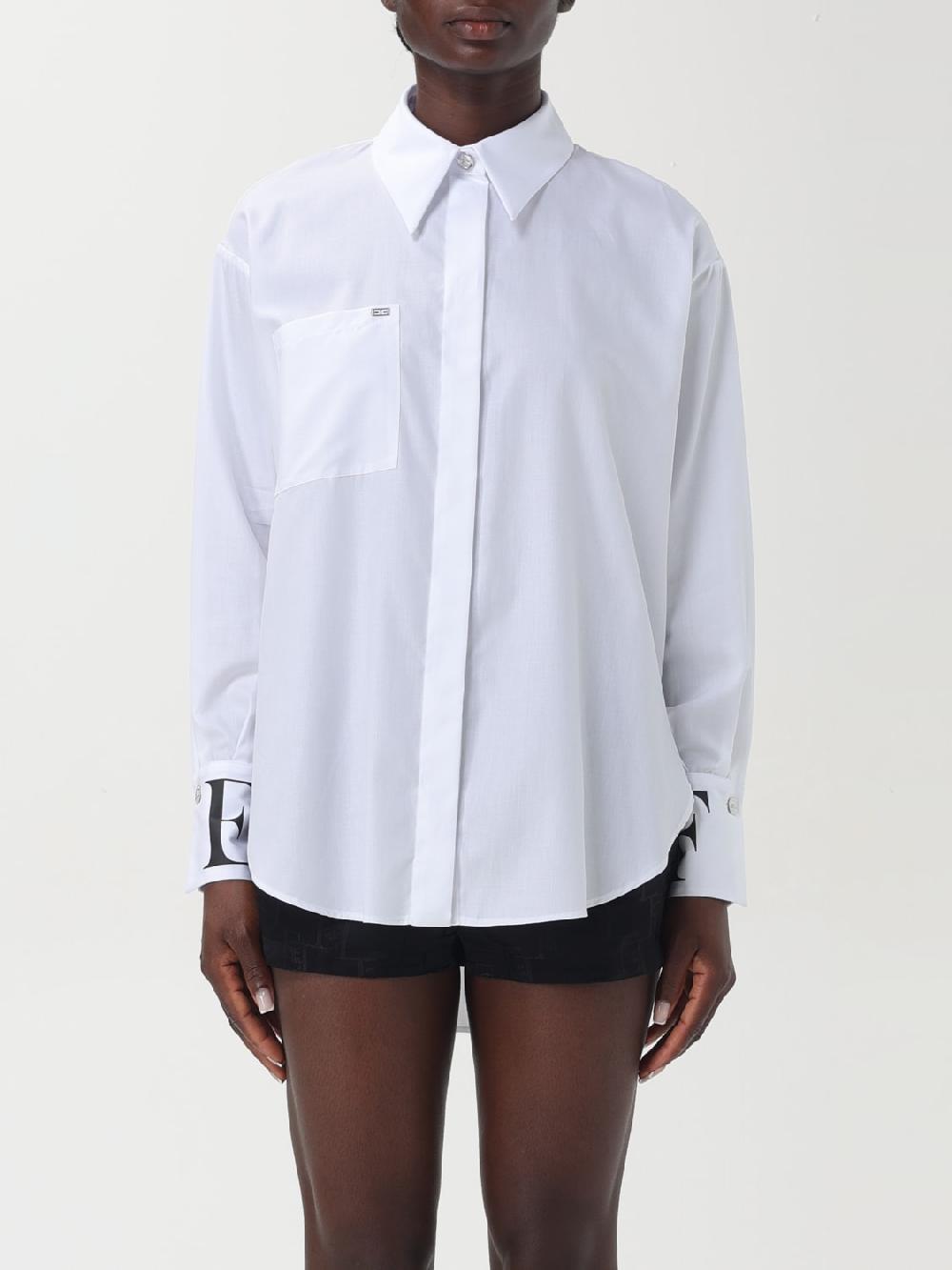 Giglio Camicia in popeline con logo sui polsi Elisabetta Franchi Flash Sale