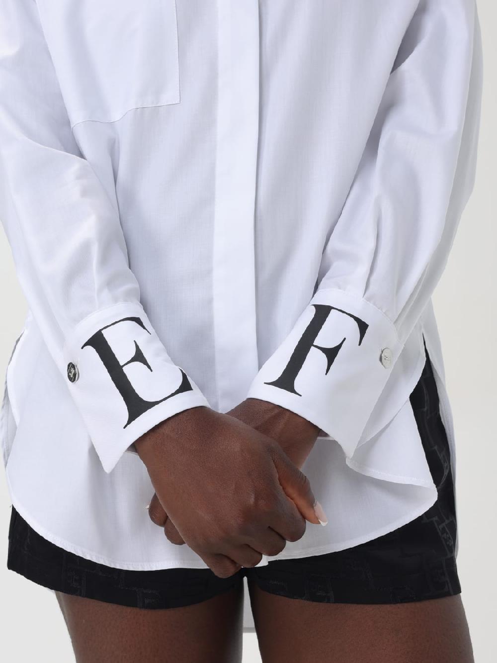 Giglio Camicia in popeline con logo sui polsi Elisabetta Franchi Flash Sale