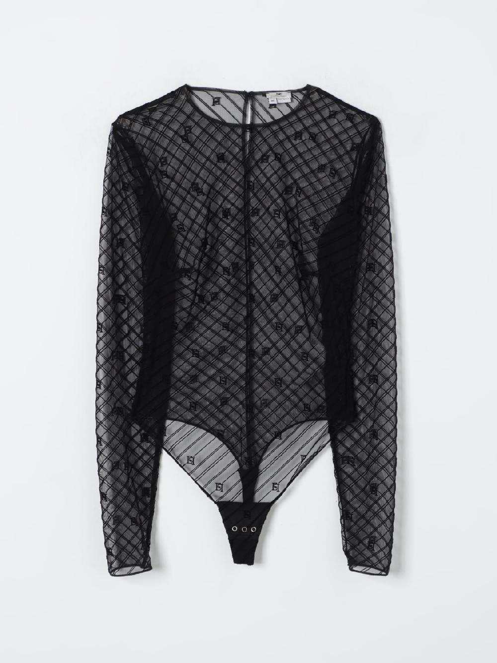 Giglio Body in tulle flock disegno diagonale Elisabetta Franchi Cyber Monday