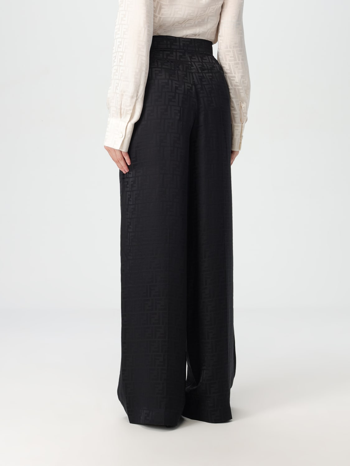 Giglio Pantalone Fendi in seta con monogram FF jacquard Vendita