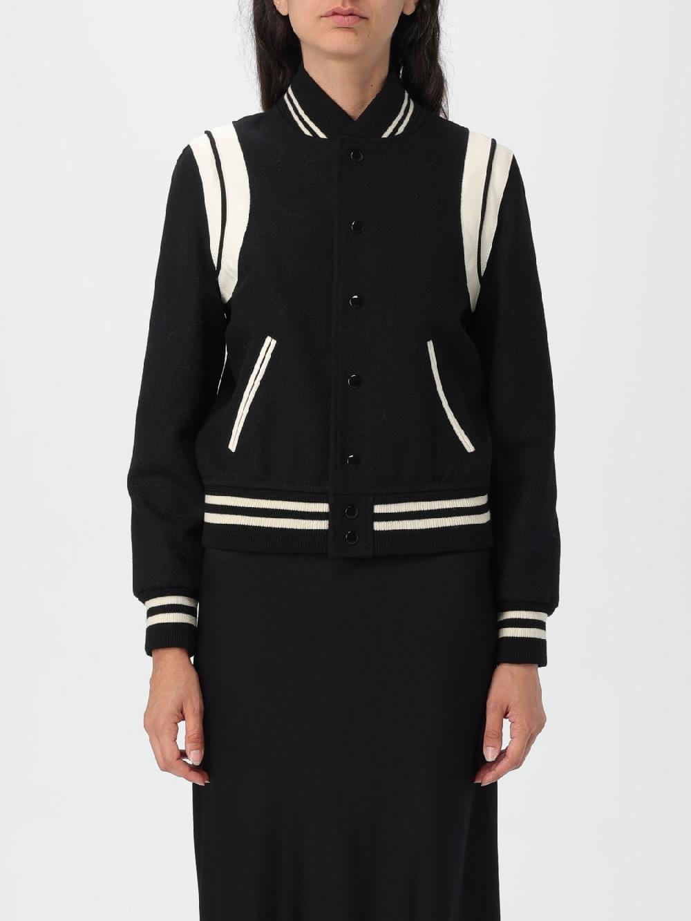 Giglio Bomber Saint Laurent in pelle di agnello e lana Nuovo