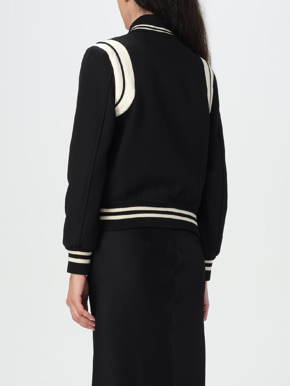 Giglio Bomber Saint Laurent in pelle di agnello e lana Nuovo