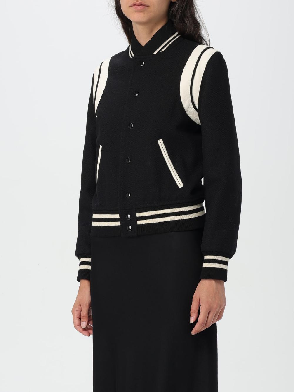 Giglio Bomber Saint Laurent in pelle di agnello e lana Nuovo
