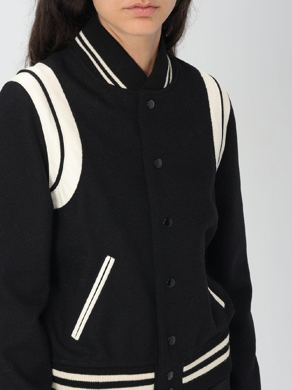 Giglio Bomber Saint Laurent in pelle di agnello e lana Nuovo