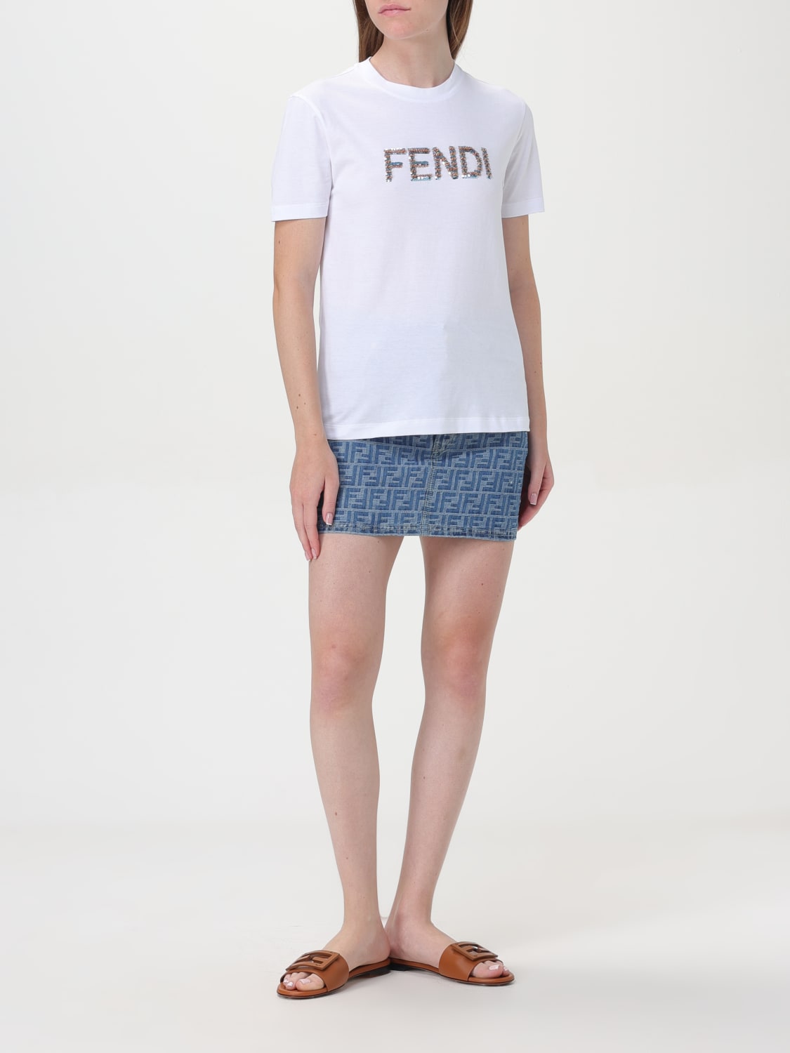 Giglio Gonna mini in denim FF Fendi Promozione