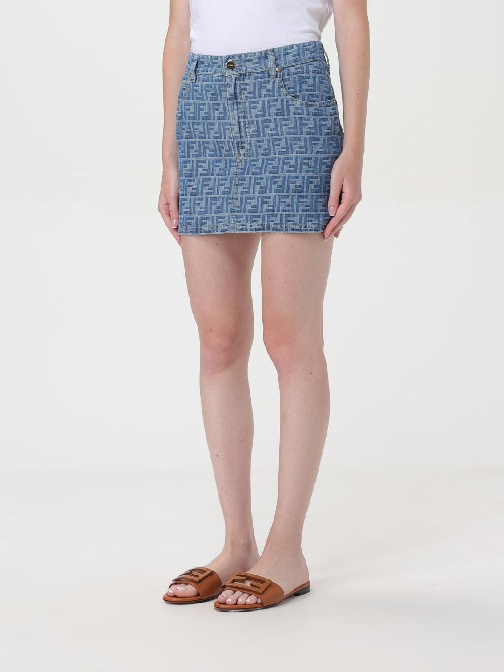 Giglio Gonna mini in denim FF Fendi Promozione