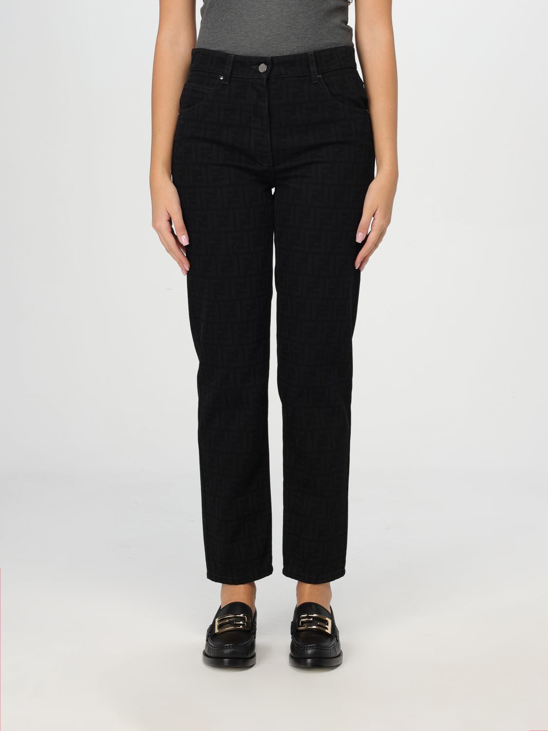 Giglio Jeans Fendi in denim di cotone con monogram FF jacquard Spedizione gratuita
