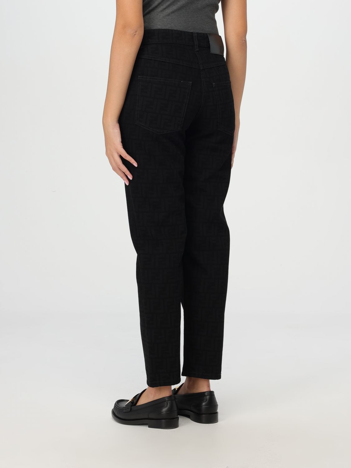 Giglio Jeans Fendi in denim di cotone con monogram FF jacquard Spedizione gratuita