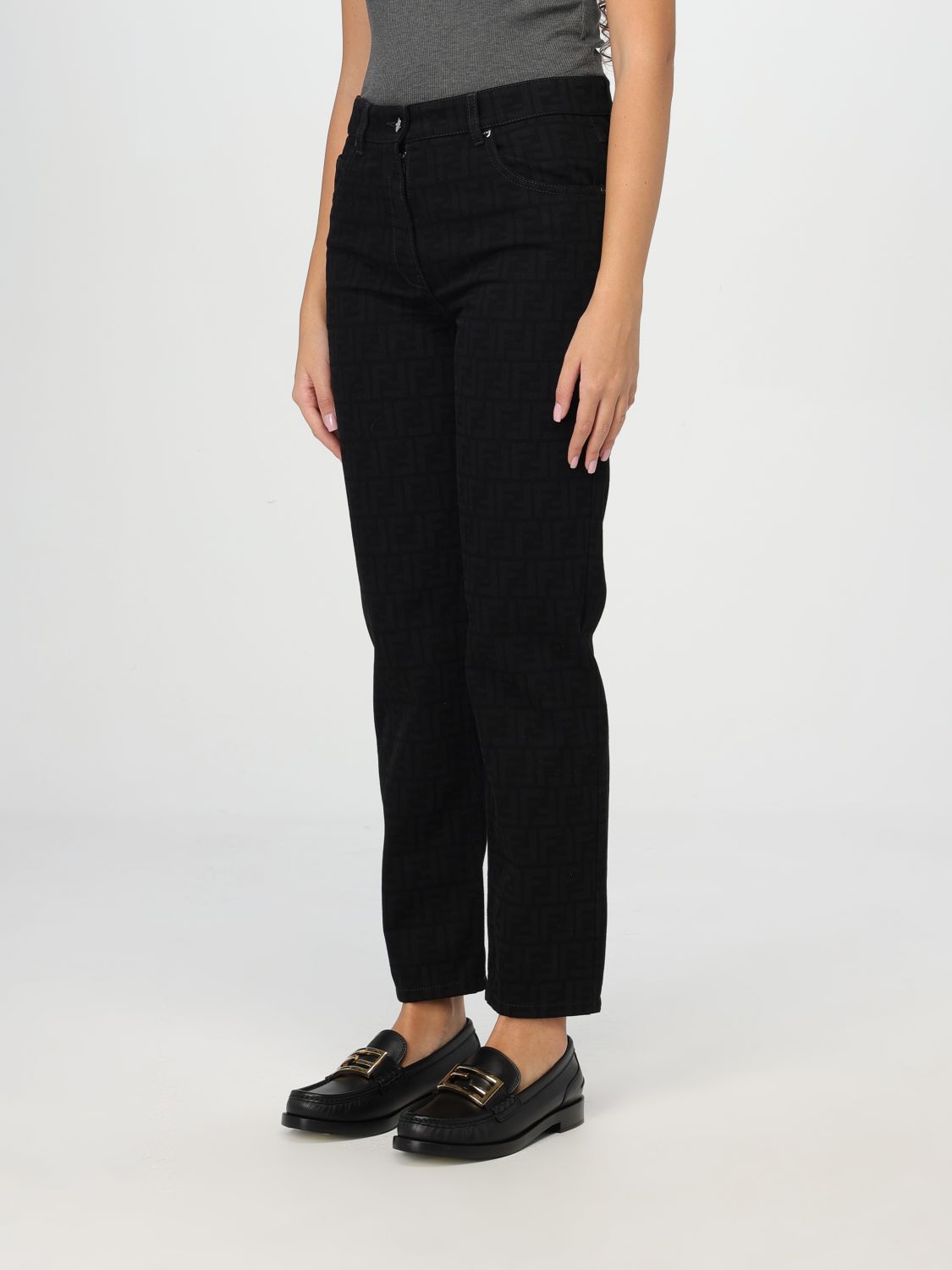 Giglio Jeans Fendi in denim di cotone con monogram FF jacquard Spedizione gratuita