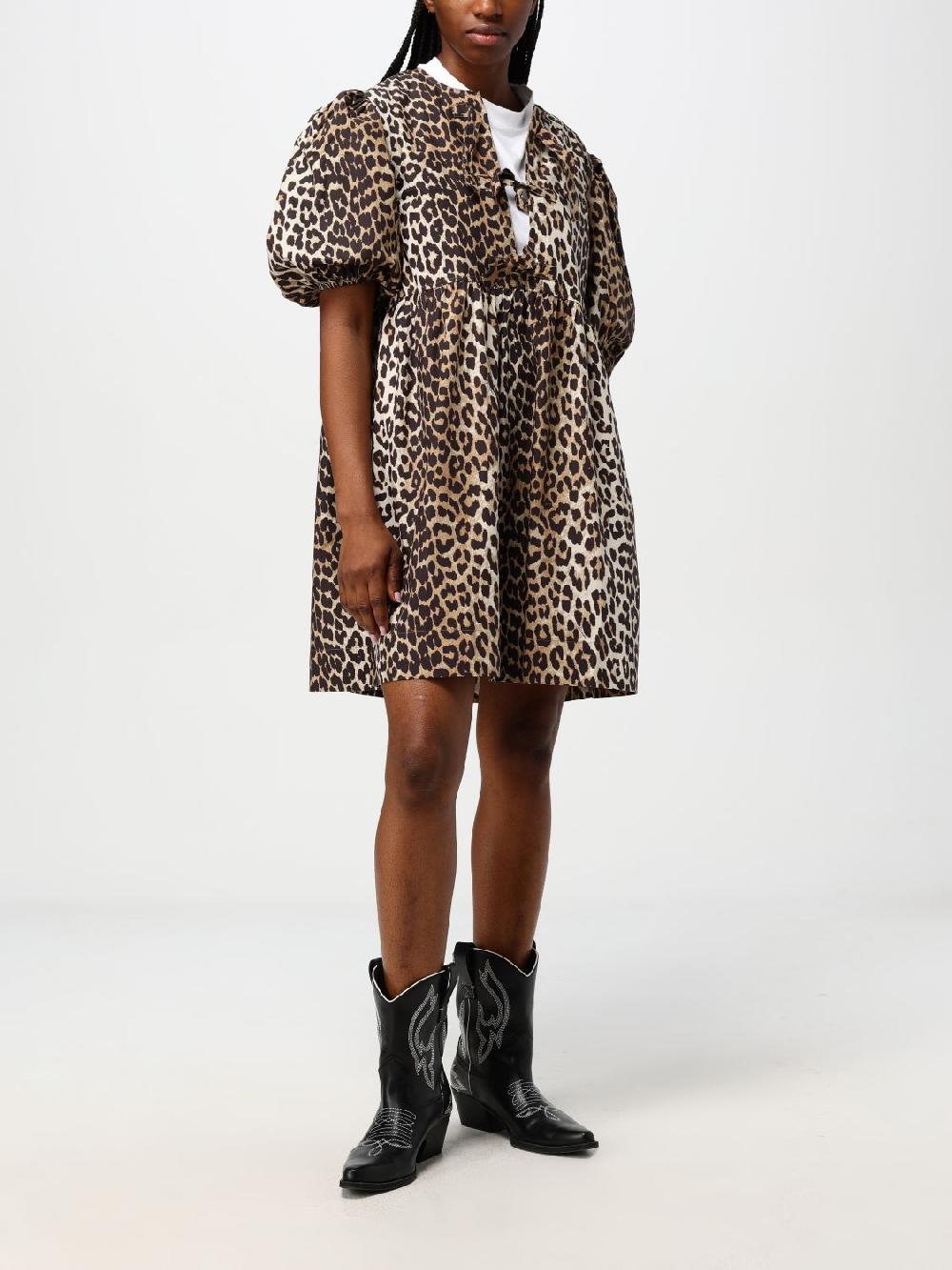Giglio Abito Ganni in cotone animalier Fino al 50% di sconto