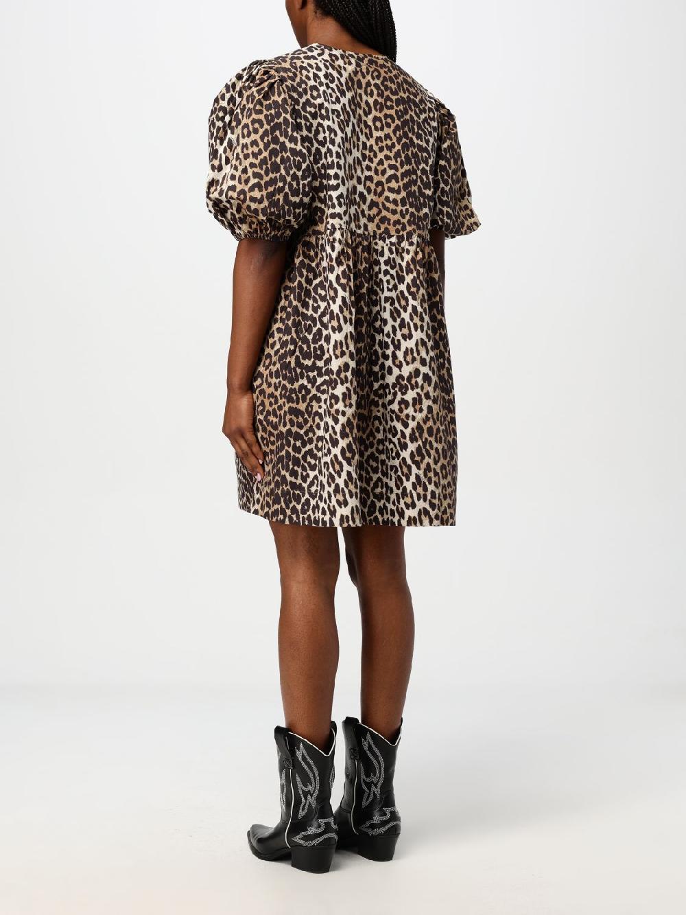 Giglio Abito Ganni in cotone animalier Fino al 50% di sconto